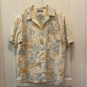 Columbia Men's Floral Print Shirt - Cream and Blue